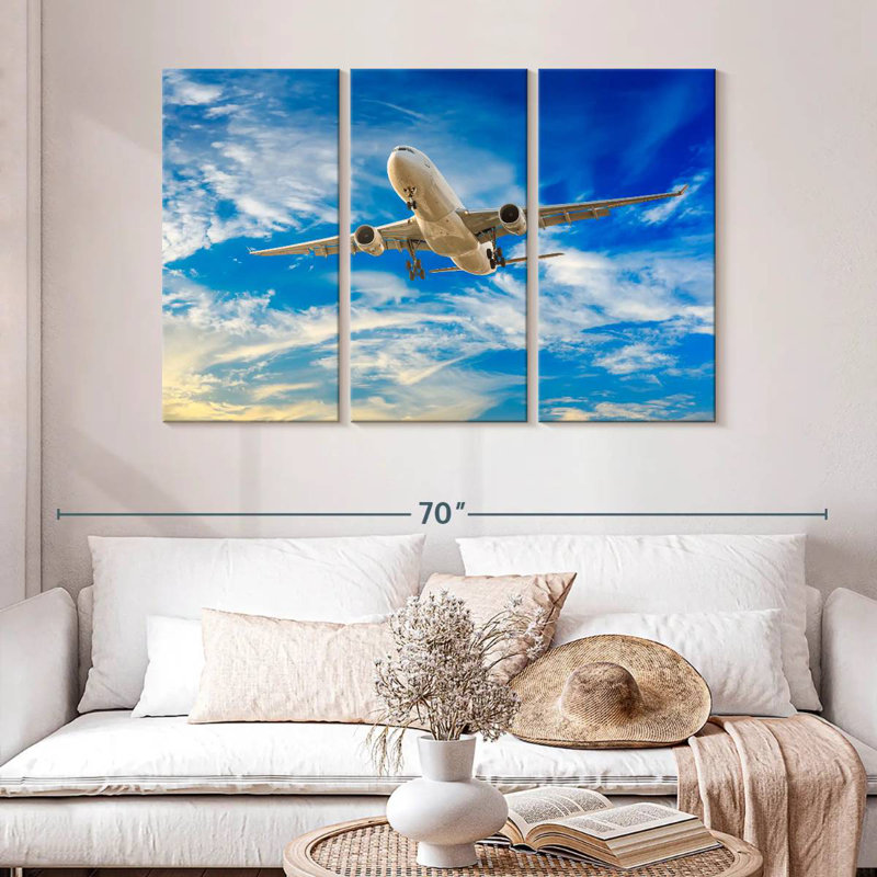 Mehar Flying Commercial Plane, 32" H x 50" W