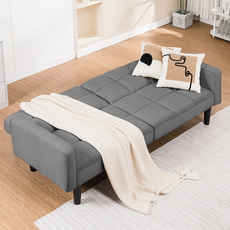 Canapé-lit futon de 76 pouces, canapé-lit de style moderne Mid-Century avec dossier réglable, canapé convertible en tissu Cama, canapé-lit pliant pour le salon, la chambre à coucher