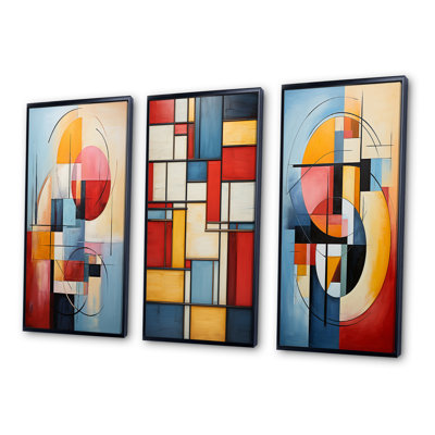 " Geometric Abstraction Focus IV " 3 - Pieces on Canvas