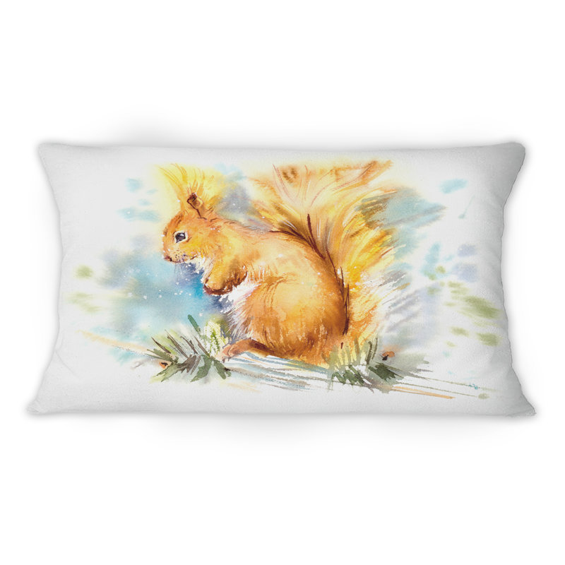 Portrait d'un écureuil roux - coussin décoratif traditionnel imprimé