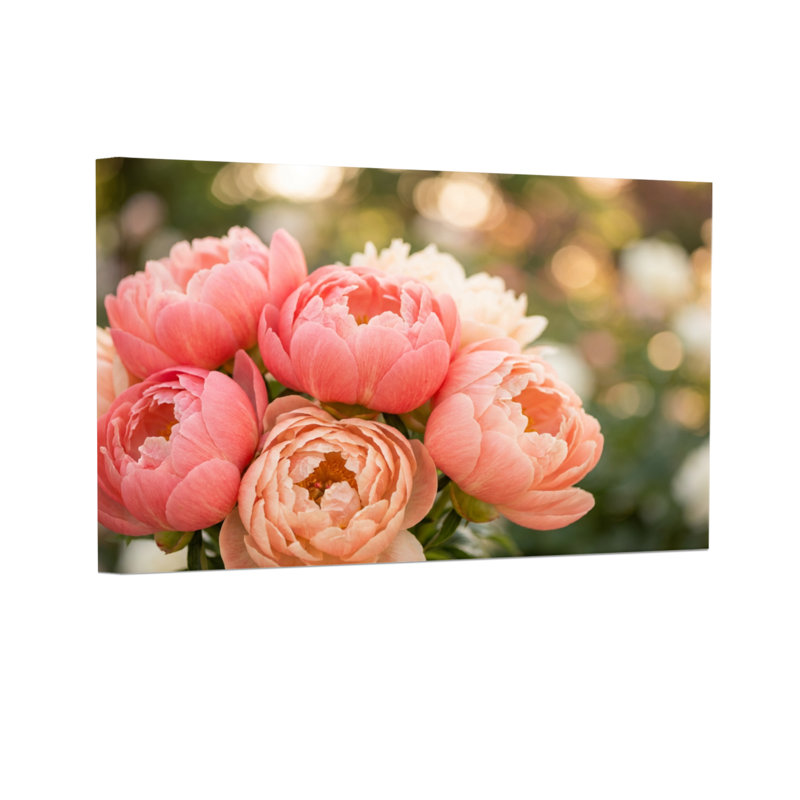 Plantes et fleurs, pivoines roses, imprimé floral, H 28 po x l 40 po