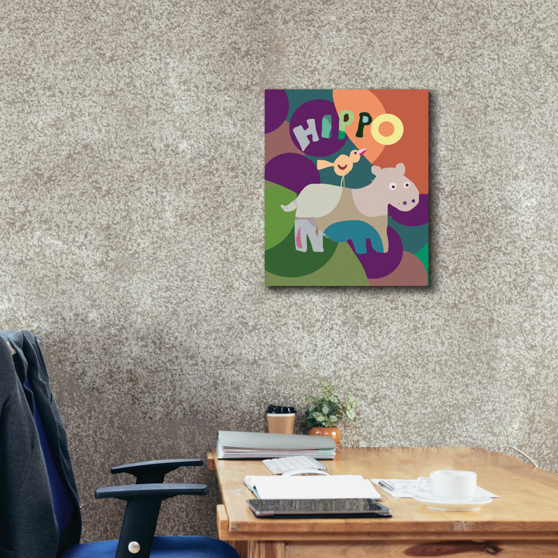 «Hippo» par Holly McGee, art mural sur toile, H 24 po x l 20 po x P 0,75 po