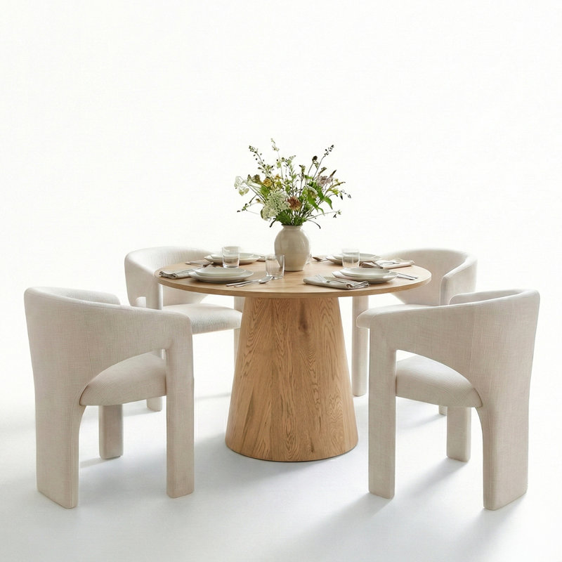 Ensemble de salle à manger 5 pièces Mid-Century, Beige