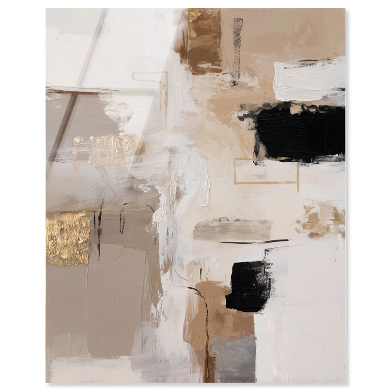 Reproduction d'art abstrait acrylique Ashen Gold par Art Remedy, H 36 po x l 30 po