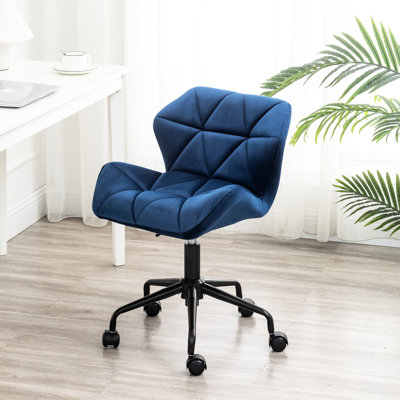 Fauteuil bleu pour le bureau - revêtu de velours, pivotant à 360 degrés, siège réglable en tissu, fonction