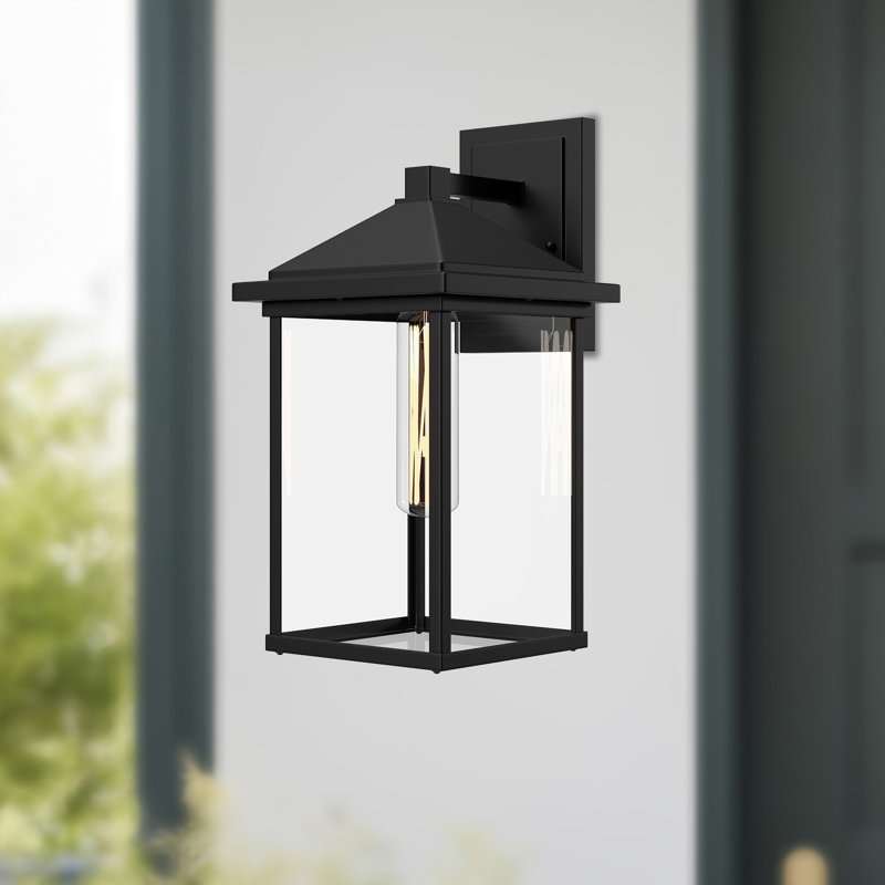 Knipe Velda Clear/Black Outdoor Wall Lantern, 12.5" H x 6.5" W x 7.375" D