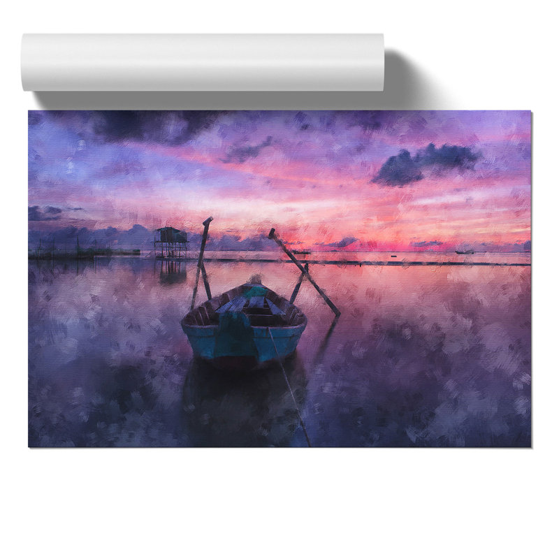 Rowing Boat At Sunset - No Frame Print, 42cm H x 59cm W x 0.1cm D