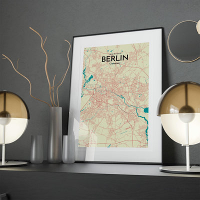 Berlin City Map In Tricolour - No Frame Print
