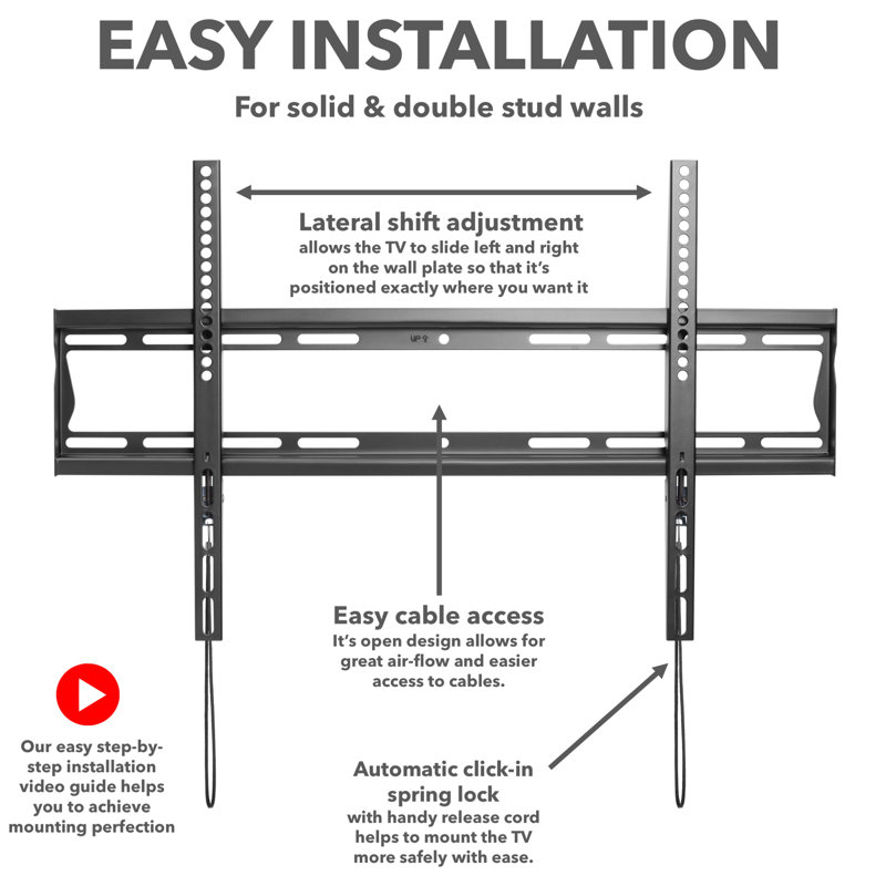 Lauer Fixed Universal Wall Mount for 37"-80" Flat Panel Screens