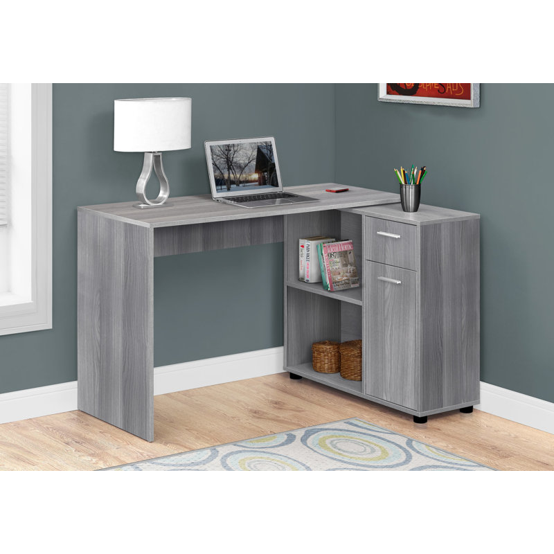 Laci Computer Desk, Home Office, Corner, Storage Drawers, 46"L, L Shape, Work, Laptop, Laminate, Gray