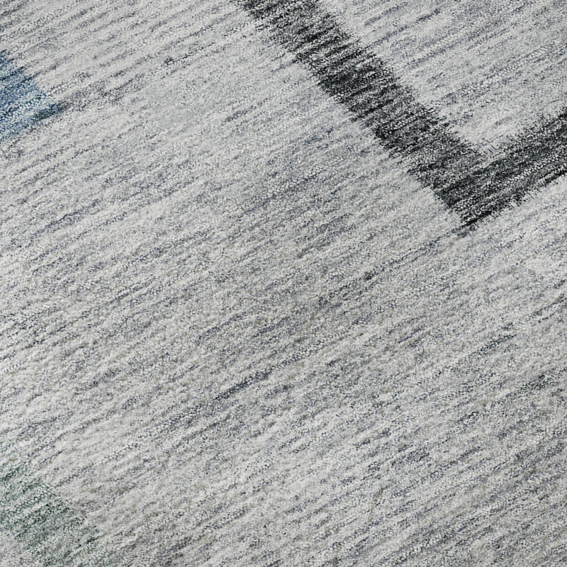 Tapis gris Prisco lavable à la machine de qualité supérieure, Rectangle 5 pi x 7 pi 6 po