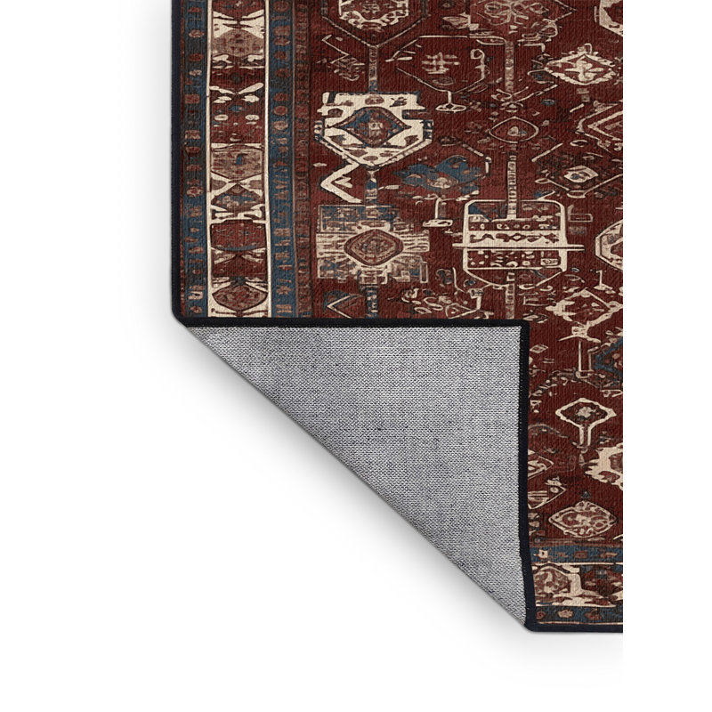 Tapis turc noir lavable à la machine, Carré 4 pi