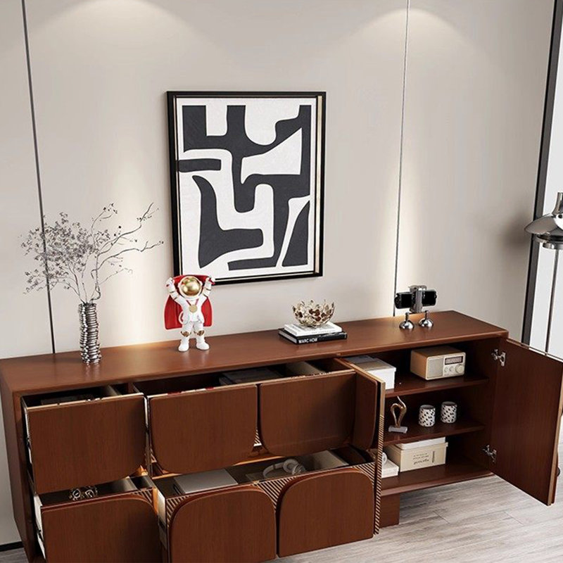 Console italienne de luxe à lumière italienne, 33.5" H x 59.1" W x 15.7" D, Brun, Brun, Brown