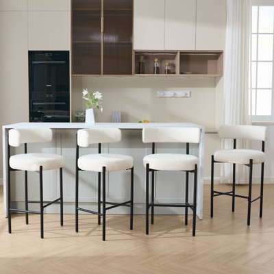 Tabouret de bar rembourré 30 po à dossier bas incurvé et structure en métal