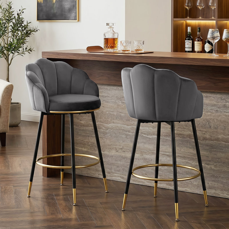 Tabouret de bar rotatif 29 po Olvina, Gris