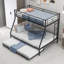 Lit simple sur lit double avec structure en acier robuste, lit superposé avec lit gigogne simple, échelles à deux côtés-371043162