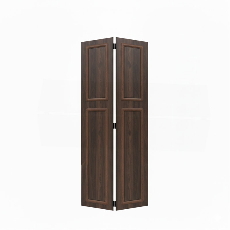 Série 18 36 po x 84 po Porte pliante en panneau de fibres à densité moyenne à 2 panneaux de 3/4 couleur noyer avec quincaillerie 3/4 po
