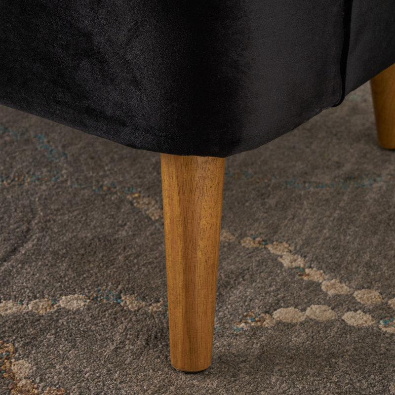 Fauteuil demi-tonneau en velours Chundra de 69,85 cm de large, Velours noir