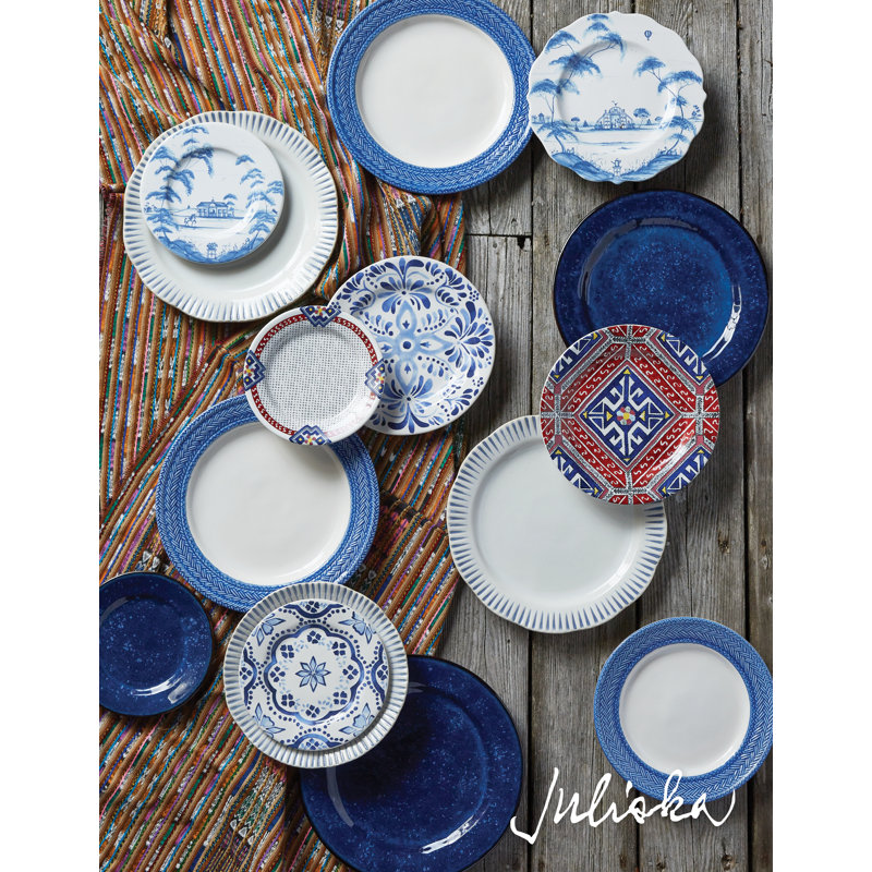 Iberian Side/Cocktail Plate, Indigo/White