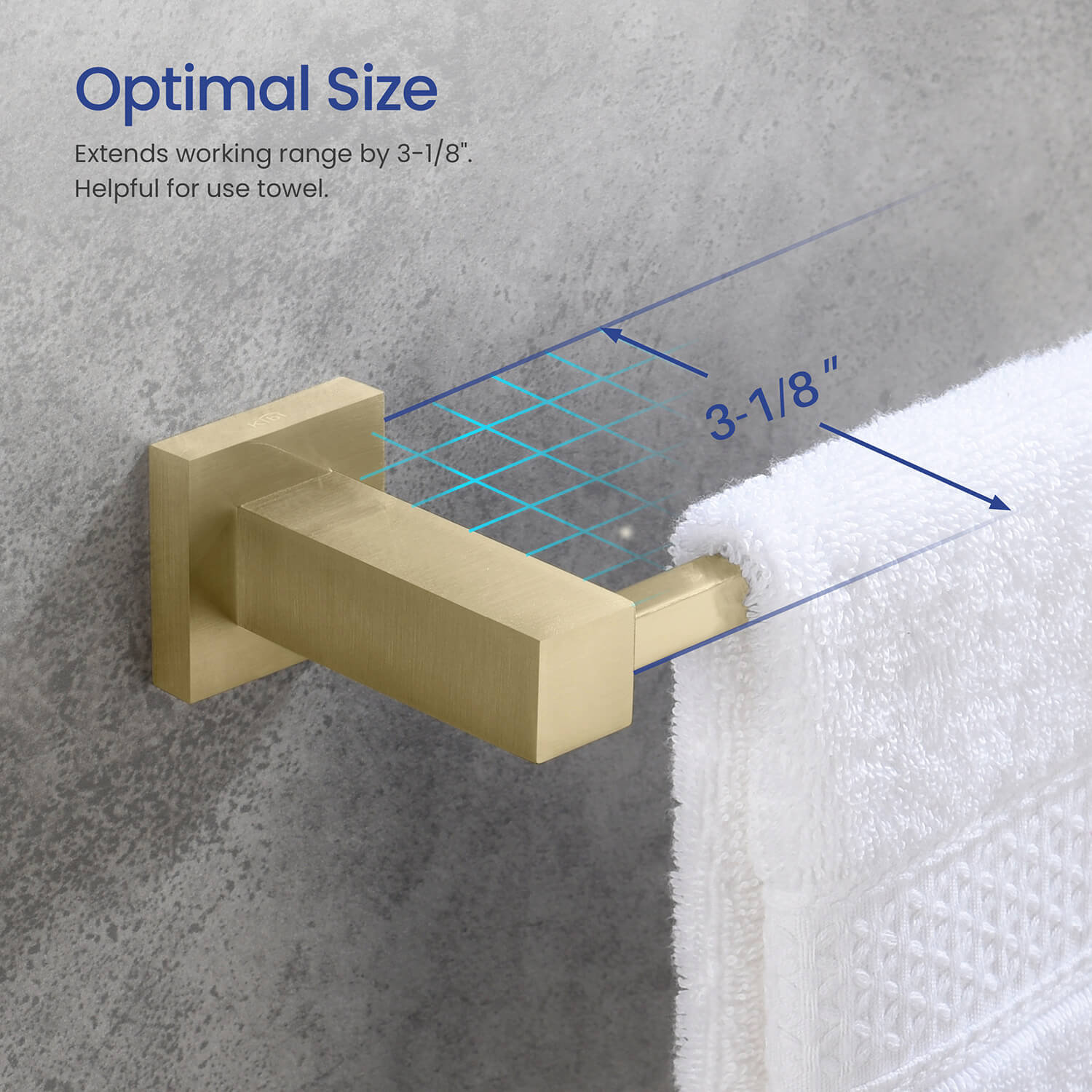 Cube 20" Wall Mounted Towel Bar, Brushed Gold