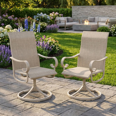 Outdoor Patio Swivel Chairs With Metal Frame Set Of 2