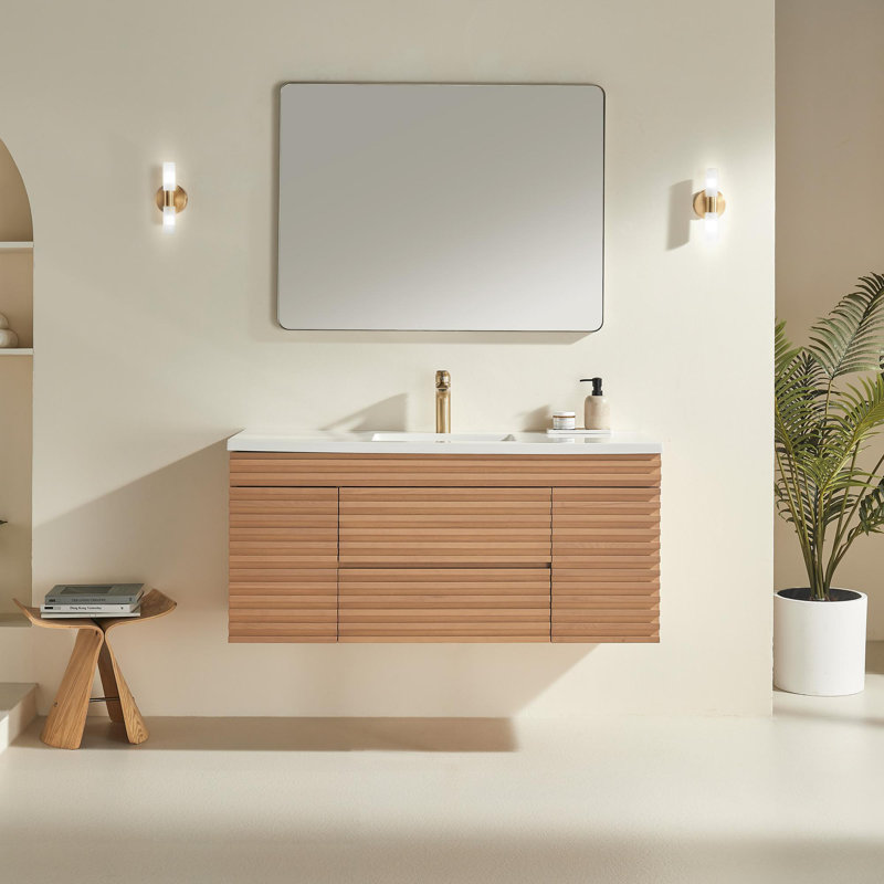 48" Wall Mounted & Floating Single Vanity with Ceramic Sink, 48"