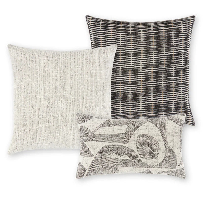 Influence Ebony Indoor & Outdoor Woven Accent Pillow, Gray/Beige, Faux Down