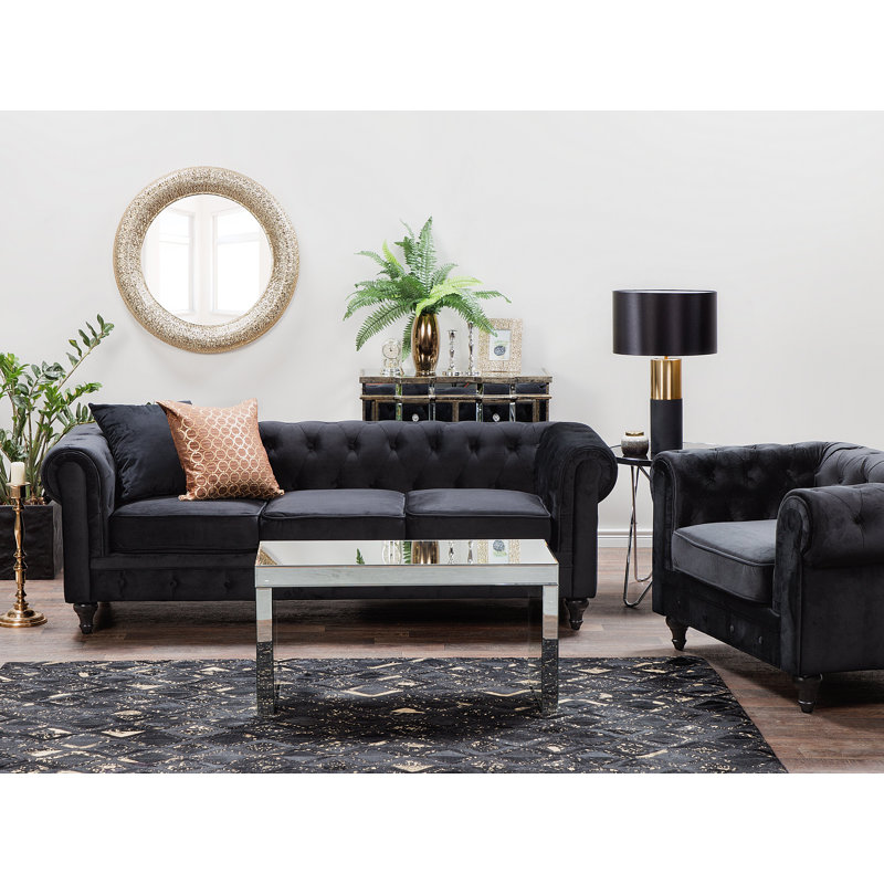Couto 2 - Piece Velvet Living Room Set, Black