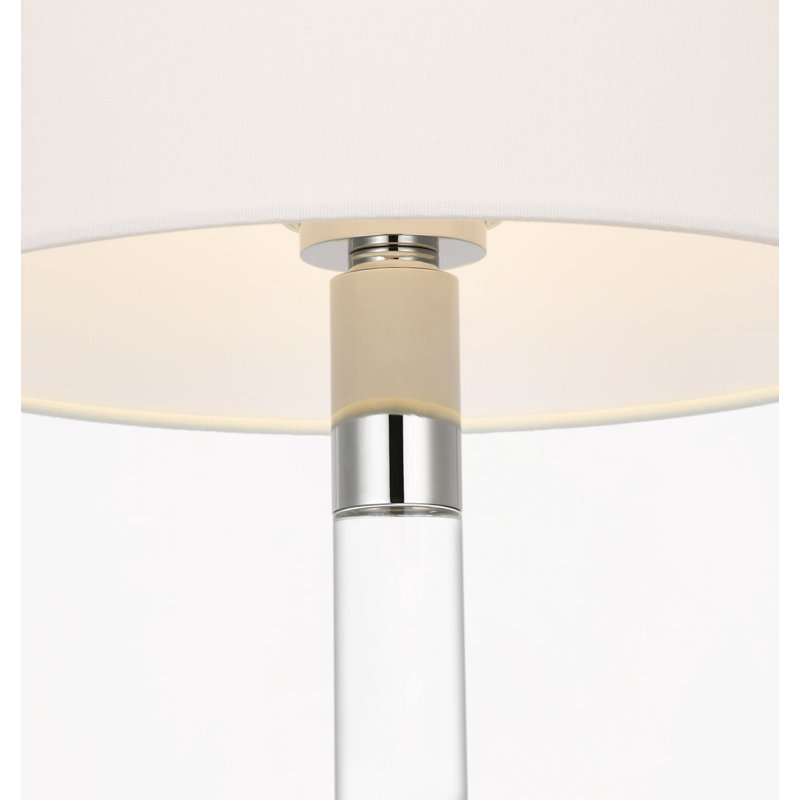 Riga 53" Cordless Floor Lamp with Linen Shade, Polished Nickel