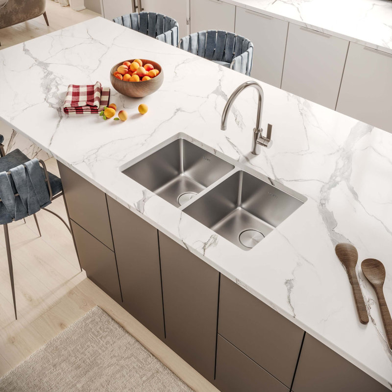 Ruvati 28-inch Undermount Kitchen Sink 50/50 Double Bowl 16 Gauge Stainless Steel
