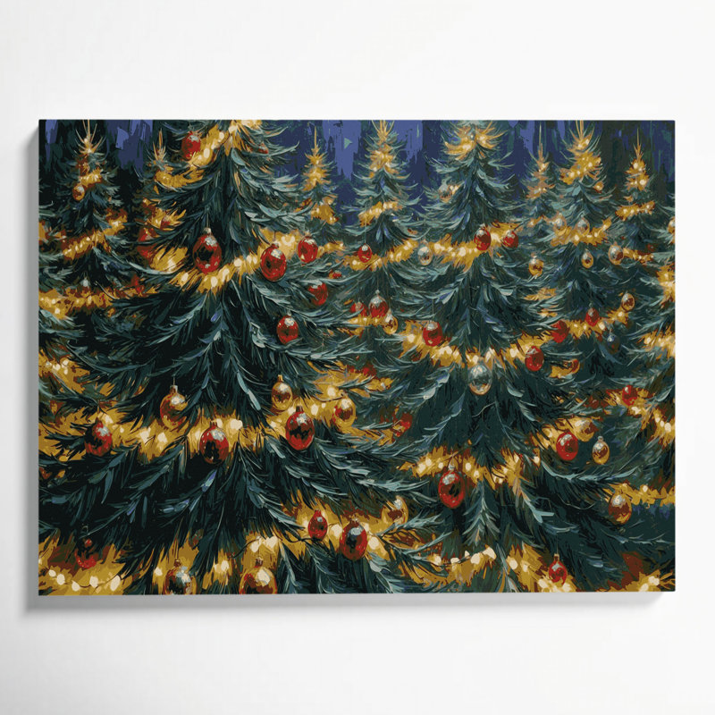 «Christmas Christmas Trees», art mural sur toile verte, H 24 po x l 36 po