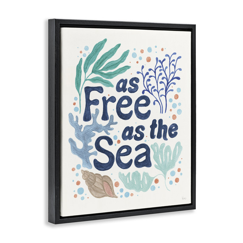  "Nautical Free As Sea Floater", art mural par Véronique Charron, Cadre flottant noir de jais, H 21 po x l 17 po