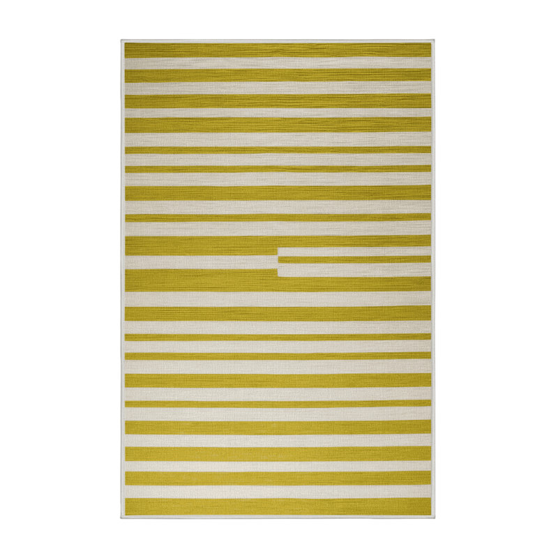Machine Washable Horizontal Stripes Beige Area Rug, Rectangle 3' x 5'