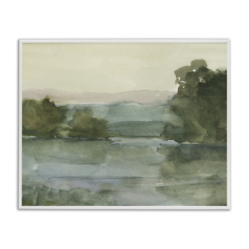 Vue sur lac et montagne, estampe numérique, design par Ethan Harper, H 16 po x l 20 po