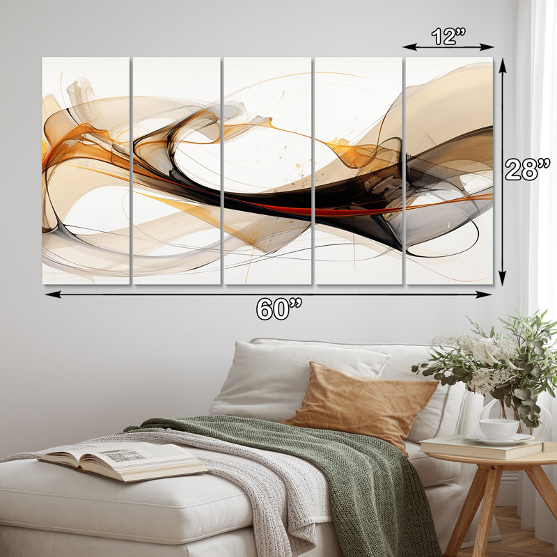 Conversations With Destiny Dynamic Waves II - Abstract Shapes Canvas Print - 5 Equal Panels