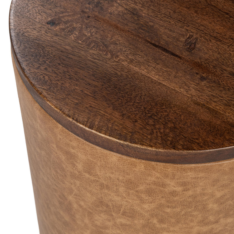 Andra Solid Wood End Table, Tan