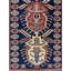 Tapis unique bleu marine / ivoire en laine 3 pi 5 po x 9 pi 2 po Tribal