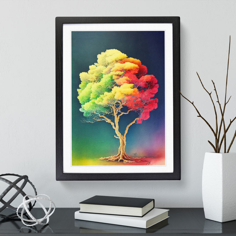 Lone Tree - Single Picture Frame Painting, 64cm H x 46cm W x 2cm D, Black