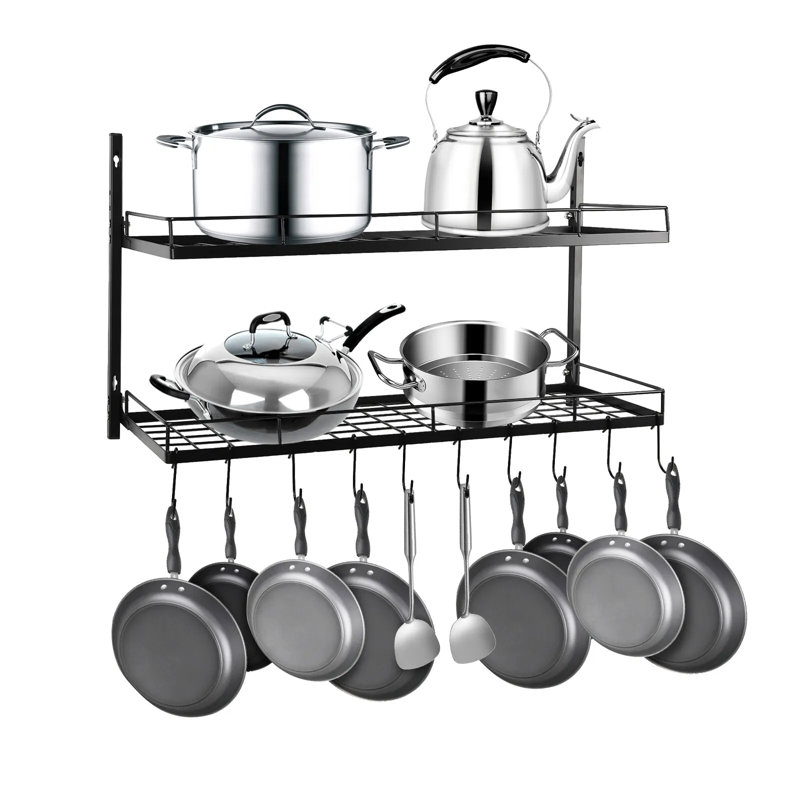 26 Inch Wall Mounted Hanging Pot Rack with 10 Hooks