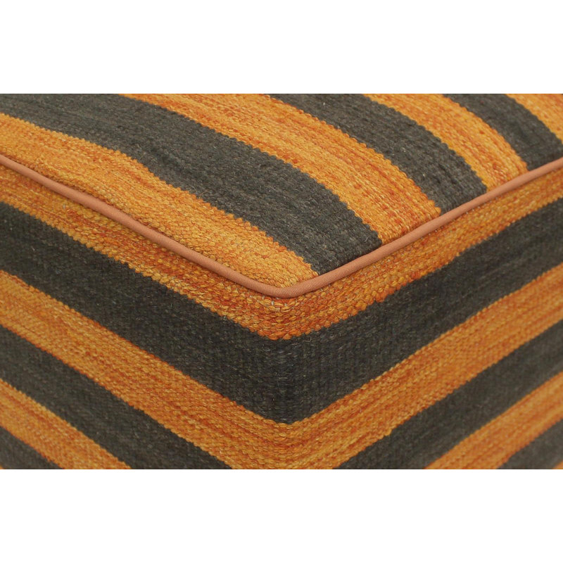 Aprea Upholstered Ottoman, Dark Orange/Black Wool