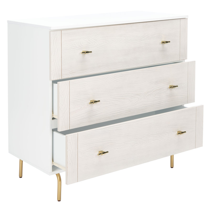 Bartelt 36'' W 3 - Drawer Dresser, White/White Washed