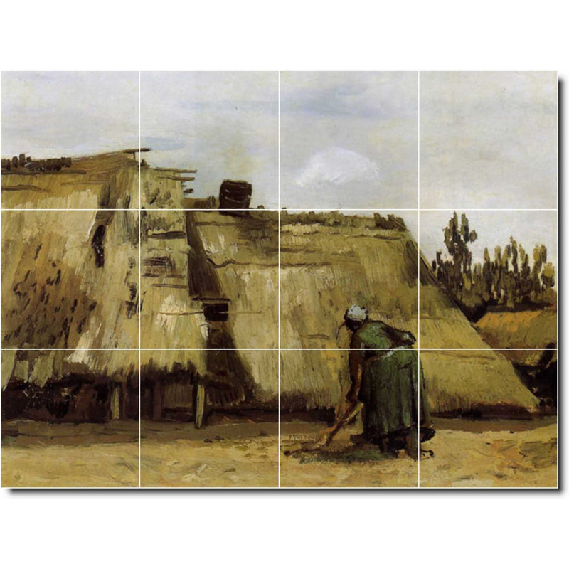 Carreau de peinture murale 48 po x 36 po 12 po x 12 po, Vincent Van Gogh, peinture de village W09315
