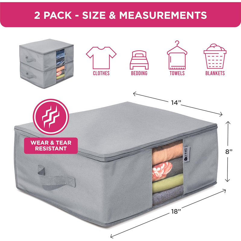 Clothes Storage Bag Organizer With Cedar Insert To Protect From Moth, Gray