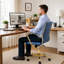 Fauteuil de bureau pivotant en cuir Naudain-58177232-132200685