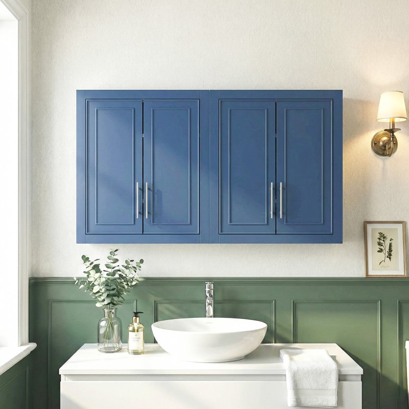 Armoire de rangement moderne avec tablettes réglables, Bleu