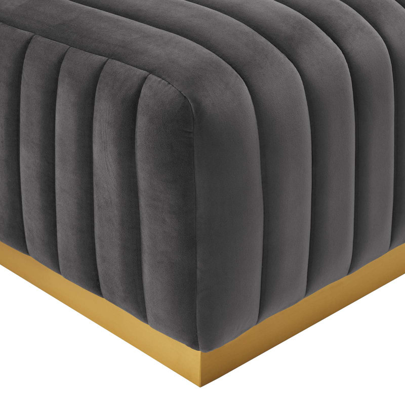 Modway Conjure Channel Tufted Upholstered 6-Piece Sectional Sofa, Grey Velvet