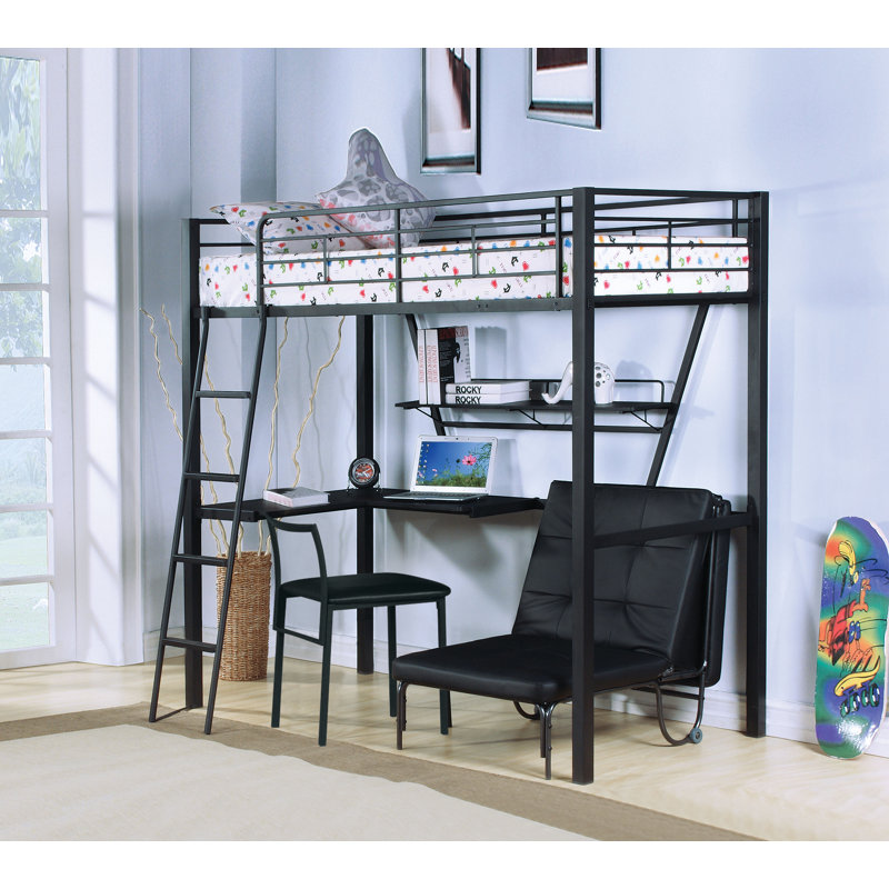 Guilliams Twin Loft Bed with Desk and Shelf