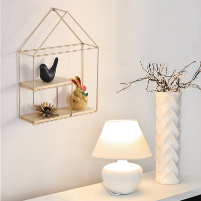 Tablette flottante en bois massif avec crochets
