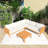 82.7''Wood Outdoor Patio Sofa With  Beige Cushions-661796733