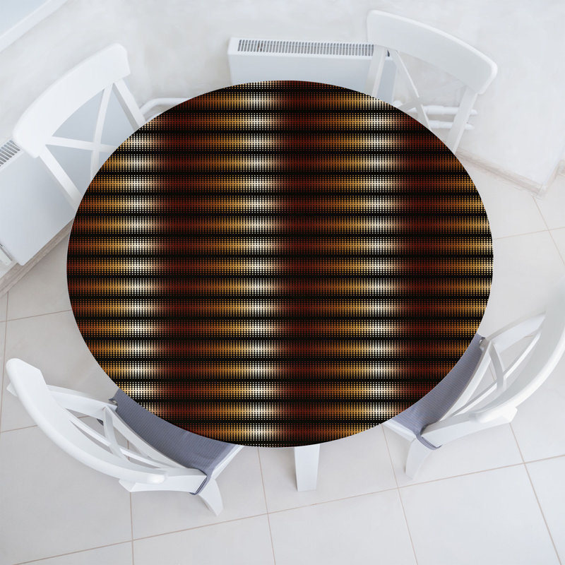 East Urban Home Abstract Fitted Round Tablecloth Grey Multicolor, 51.97" Round